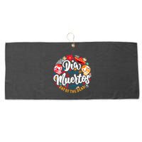 El Dia De Los Muertos Day Of The Dead Skull Sambrero Guitar Large Microfiber Waffle Golf Towel