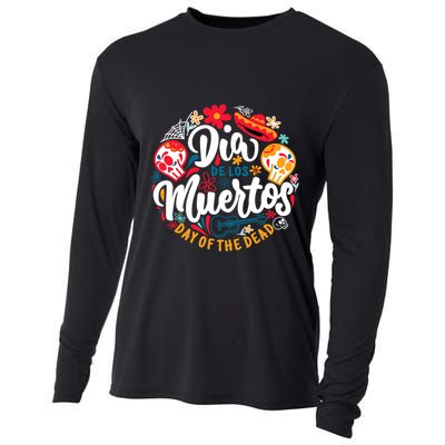 El Dia De Los Muertos Day Of The Dead Skull Sambrero Guitar Cooling Performance Long Sleeve Crew
