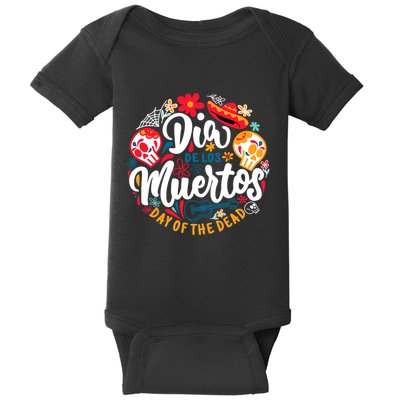 El Dia De Los Muertos Day Of The Dead Skull Sambrero Guitar Baby Bodysuit