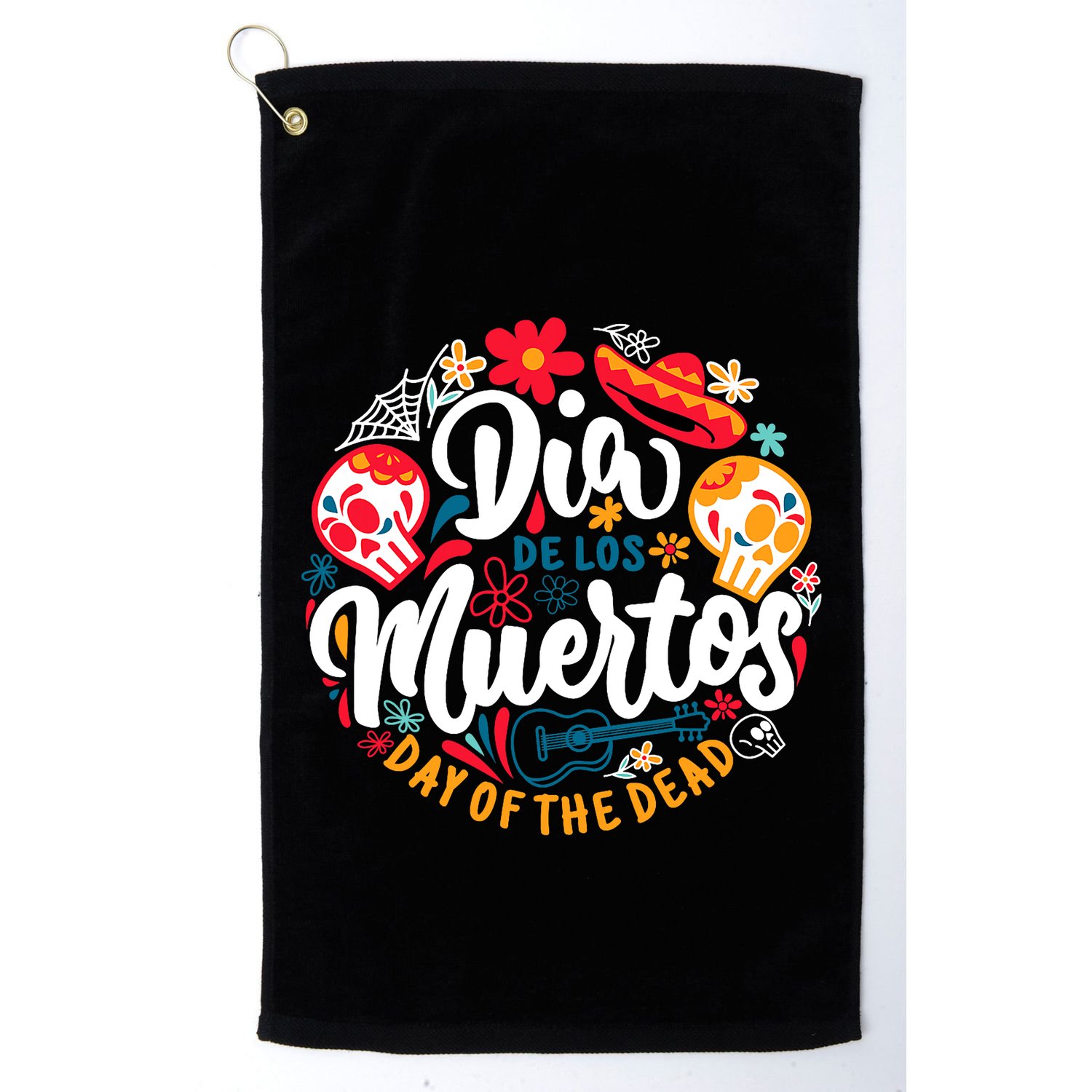 El Dia De Los Muertos Day Of The Dead Skull Sambrero Guitar Golf Towel