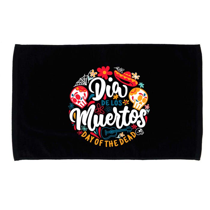 El Dia De Los Muertos Day Of The Dead Skull Sambrero Guitar Microfiber Hand Towel