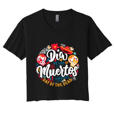 El Dia De Los Muertos Day Of The Dead Skull Sambrero Guitar Crop Top