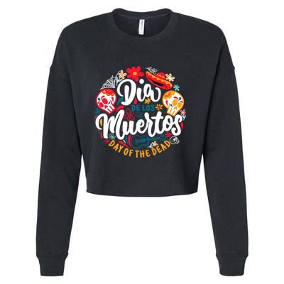 El Dia De Los Muertos Day Of The Dead Skull Sambrero Guitar Cropped Pullover Crew