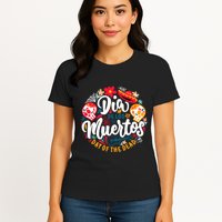 El Dia De Los Muertos Day Of The Dead Skull Sambrero Guitar Womens T-Shirt
