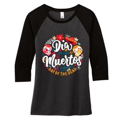 El Dia De Los Muertos Day Of The Dead Skull Sambrero Guitar Women's Tri-Blend 3/4-Sleeve Raglan Shirt