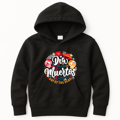 El Dia De Los Muertos Day Of The Dead Skull Sambrero Guitar Kids Hoodie