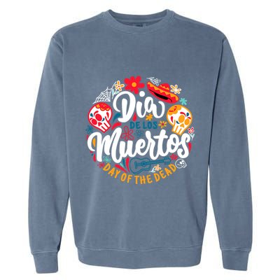 El Dia De Los Muertos Day Of The Dead Skull Sambrero Guitar Garment-Dyed Sweatshirt