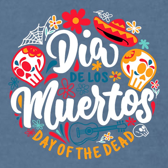 El Dia De Los Muertos Day Of The Dead Skull Sambrero Guitar Garment-Dyed Sweatshirt