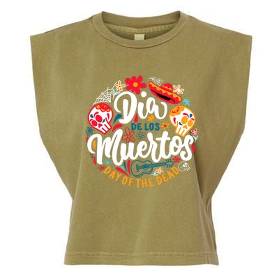 El Dia De Los Muertos Day Of The Dead Skull Sambrero Guitar Garment-Dyed Women's Muscle Tee