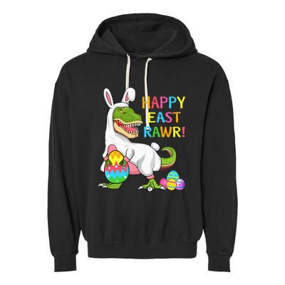 Easter Day Dinosaur Funny Happy Eastrawr T Rex Easter Garment-Dyed Fleece Hoodie