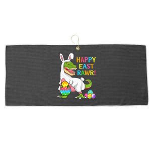 Easter Day Dinosaur Funny Happy Eastrawr T Rex Easter Large Microfiber Waffle Golf Towel