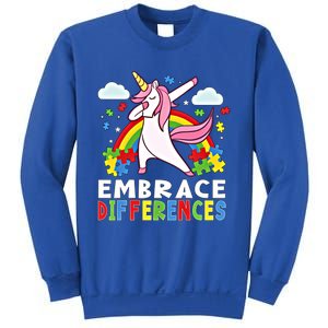 Embrace Differences Dabbing Unicorn Autism Awareness Month Gift Sweatshirt