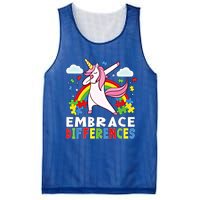 Embrace Differences Dabbing Unicorn Autism Awareness Month Gift Mesh Reversible Basketball Jersey Tank