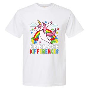 Embrace Differences Dabbing Unicorn Autism Awareness Month Gift Garment-Dyed Heavyweight T-Shirt