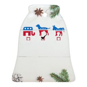 Elephant Dog Donkey Choose My Dog Would Do A Better Job Ceramic Bell Ornament