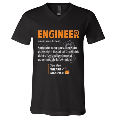 Engineer Definition Description Hilarious Engineering Gift V-Neck T-Shirt