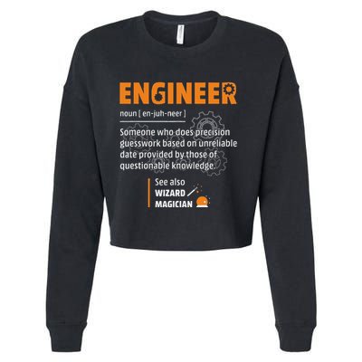 Engineer Definition Description Hilarious Engineering Gift Cropped Pullover Crew