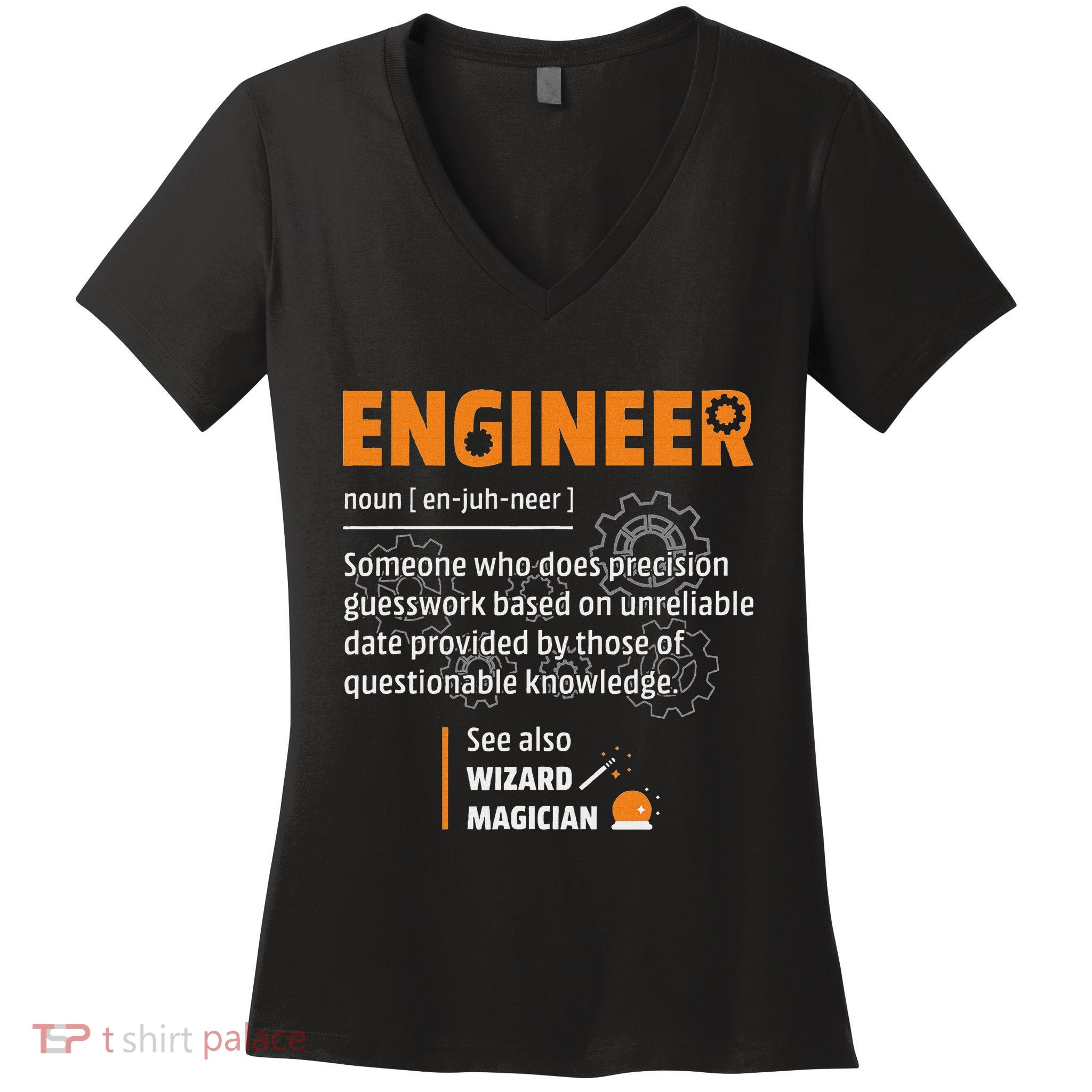 Engineer Definition Description Hilarious Engineering Gift Women's V-Neck T-Shirt