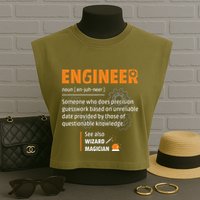 Engineer Definition Description Hilarious Engineering Gift Garment-Dyed Women's Muscle Tee