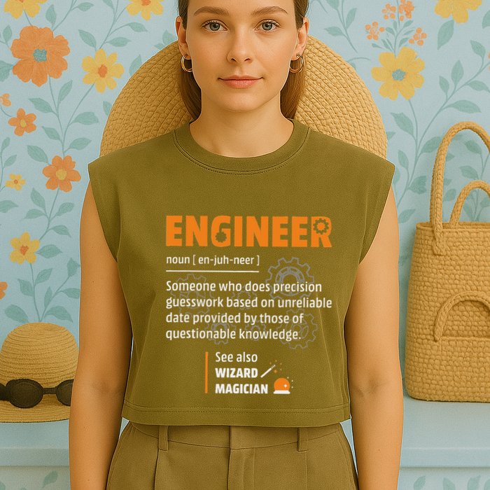 Engineer Definition Description Hilarious Engineering Gift Garment-Dyed Women's Muscle Tee