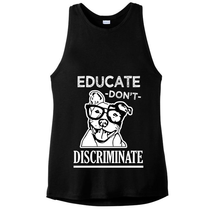 Educate Dont Discriminate Pitbull Saying Ladies PosiCharge Tri-Blend Wicking Tank