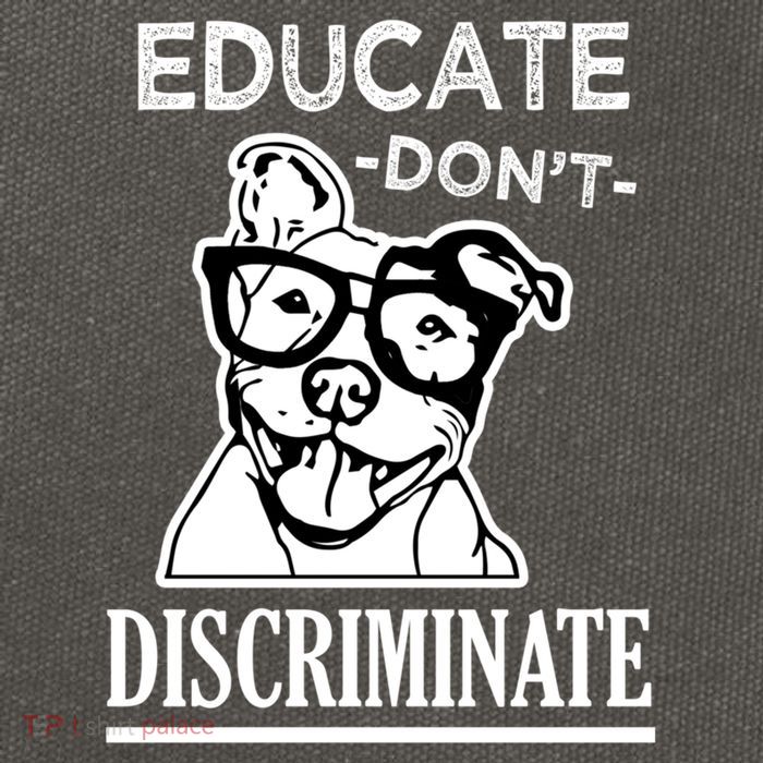 Educate Dont Discriminate Pitbull Saying Cotton Canvas Backpack