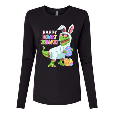 Easter Day Dinosaur Funny Happy Eastrawr T Rex Easter Womens Cotton Relaxed Long Sleeve T-Shirt