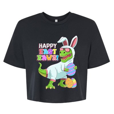 Easter Day Dinosaur Funny Happy Eastrawr T Rex Easter Bella+Canvas Jersey Crop Tee