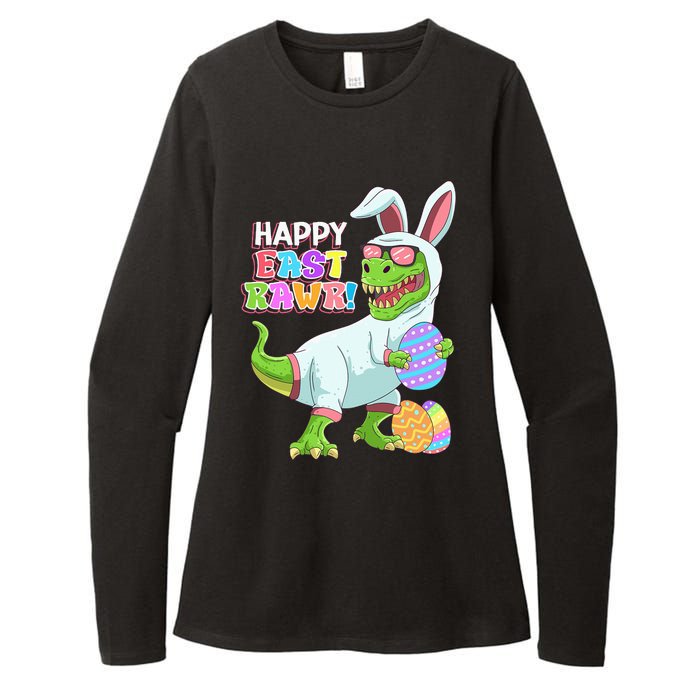 Easter Day Dinosaur Funny Happy Eastrawr T Rex Easter Womens CVC Long Sleeve Shirt