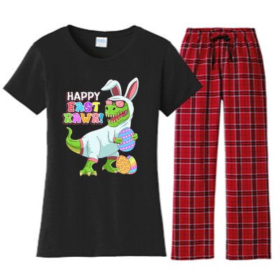 Easter Day Dinosaur Funny Happy Eastrawr T Rex Easter Women's Flannel Pajama Set