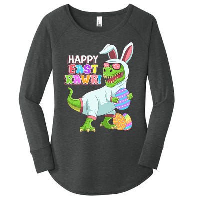 Easter Day Dinosaur Funny Happy Eastrawr T Rex Easter Women's Perfect Tri Tunic Long Sleeve Shirt