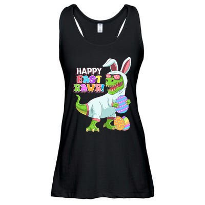 Easter Day Dinosaur Funny Happy Eastrawr T Rex Easter Ladies Essential Flowy Tank