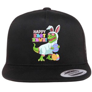 Easter Day Dinosaur Funny Happy Eastrawr T Rex Easter Flat Bill Trucker Hat