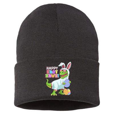 Easter Day Dinosaur Funny Happy Eastrawr T Rex Easter Sustainable Knit Beanie