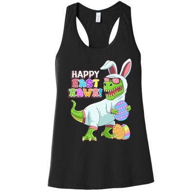 Easter Day Dinosaur Funny Happy Eastrawr T Rex Easter Women's Racerback Tank