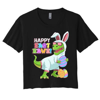 Easter Day Dinosaur Funny Happy Eastrawr T Rex Easter Women's Crop Top Tee