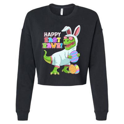 Easter Day Dinosaur Funny Happy Eastrawr T Rex Easter Cropped Pullover Crew