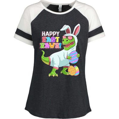 Easter Day Dinosaur Funny Happy Eastrawr T Rex Easter Enza Ladies Jersey Colorblock Tee