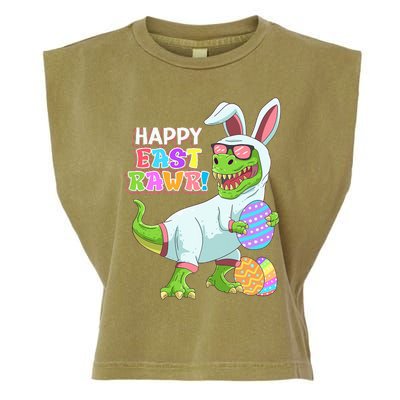 Easter Day Dinosaur Funny Happy Eastrawr T Rex Easter Garment-Dyed Women's Muscle Tee