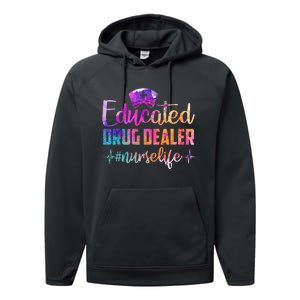 Educated Drug Dealer Nurse Life Funny Nurse Heart Beat Performance Fleece Hoodie