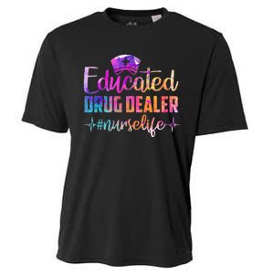 Educated Drug Dealer Nurse Life Funny Nurse Heart Beat Cooling Performance Crew T-Shirt