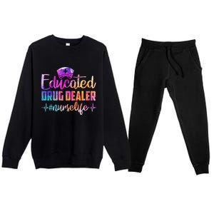 Educated Drug Dealer Nurse Life Funny Nurse Heart Beat Premium Crewneck Sweatsuit Set