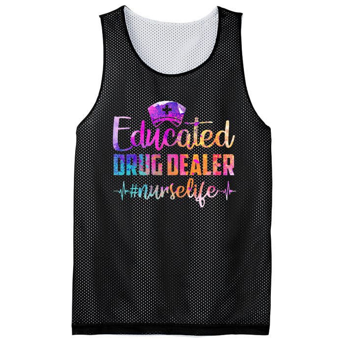 Educated Drug Dealer Nurse Life Funny Nurse Heart Beat Mesh Reversible Basketball Jersey Tank