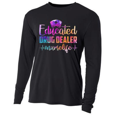 Educated Drug Dealer Nurse Life Funny Nurse Heart Beat Cooling Performance Long Sleeve Crew