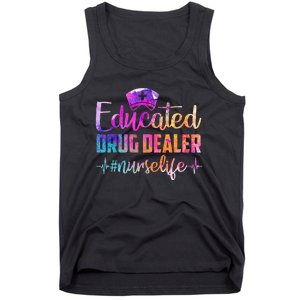 Educated Drug Dealer Nurse Life Funny Nurse Heart Beat Tank Top