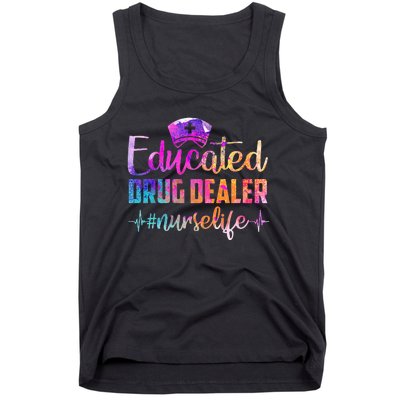 Educated Drug Dealer Nurse Life Funny Nurse Heart Beat Tank Top