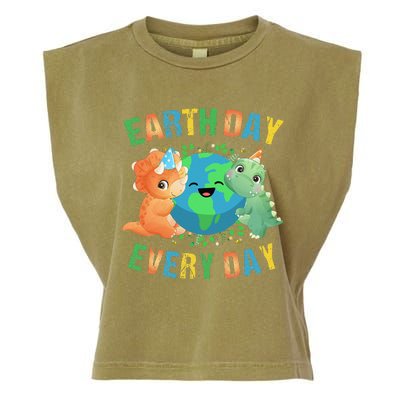 Earth Day Every Day Dinosaur Hugging Earth Nature Dino Lover Gift Garment-Dyed Women's Muscle Tee