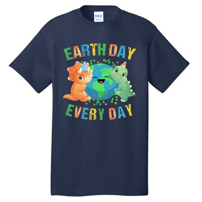 Earth Day Every Day Dinosaur Hugging Earth Nature Dino Lover Gift Tall T-Shirt