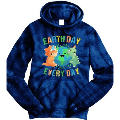 Earth Day Every Day Dinosaur Hugging Earth Nature Dino Lover Gift Tie Dye Hoodie