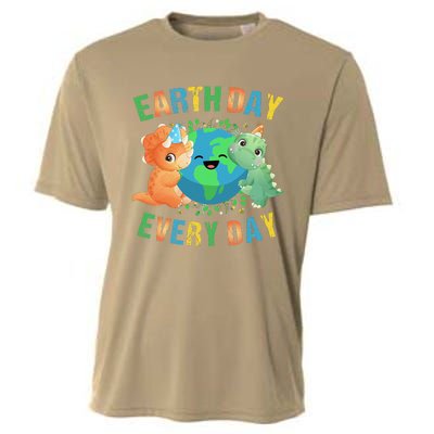 Earth Day Every Day Dinosaur Hugging Earth Nature Dino Lover Gift Cooling Performance Crew T-Shirt